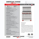 American-Range 36-Inch Restaurant Range Standard Oven AR-6 - 45569