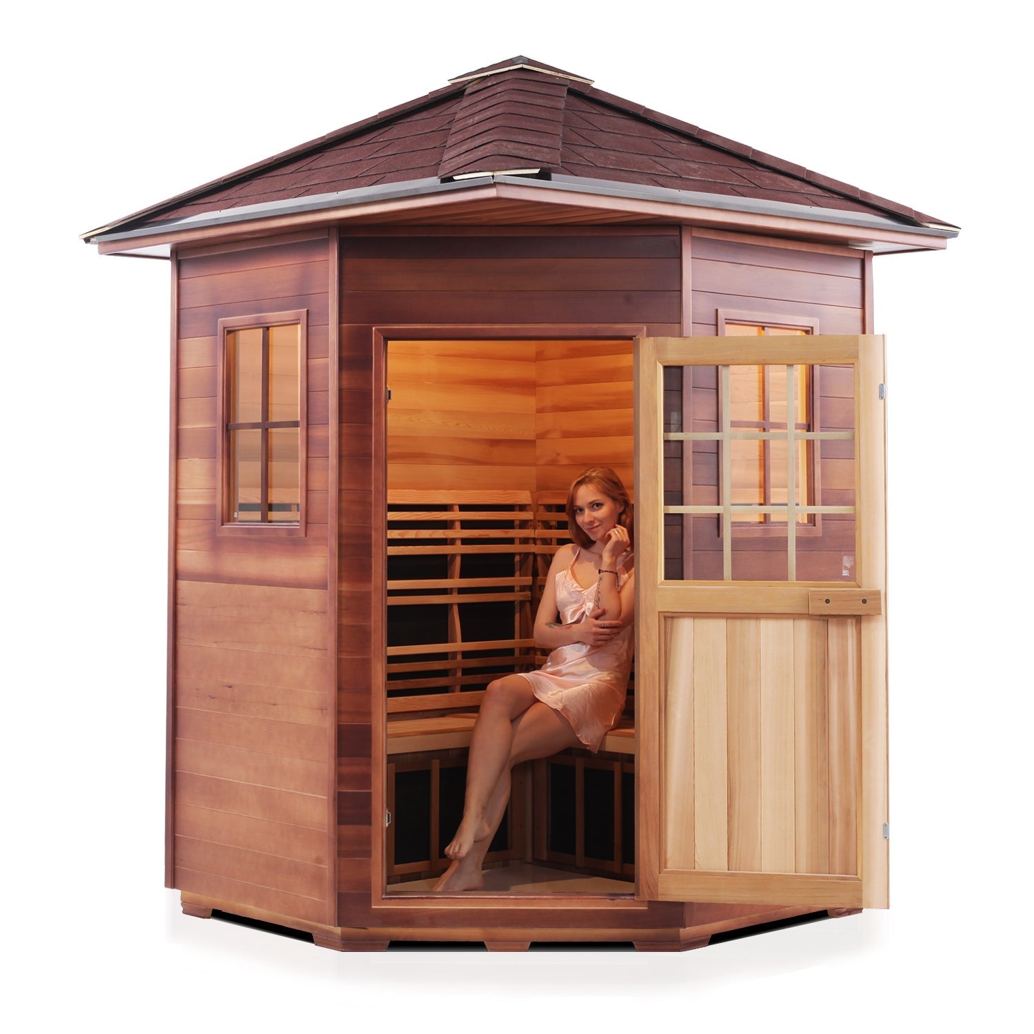 Enlighten Sauna Infranature Sierra - 4-Person Corner Outdoor Infrared Sauna - 16379