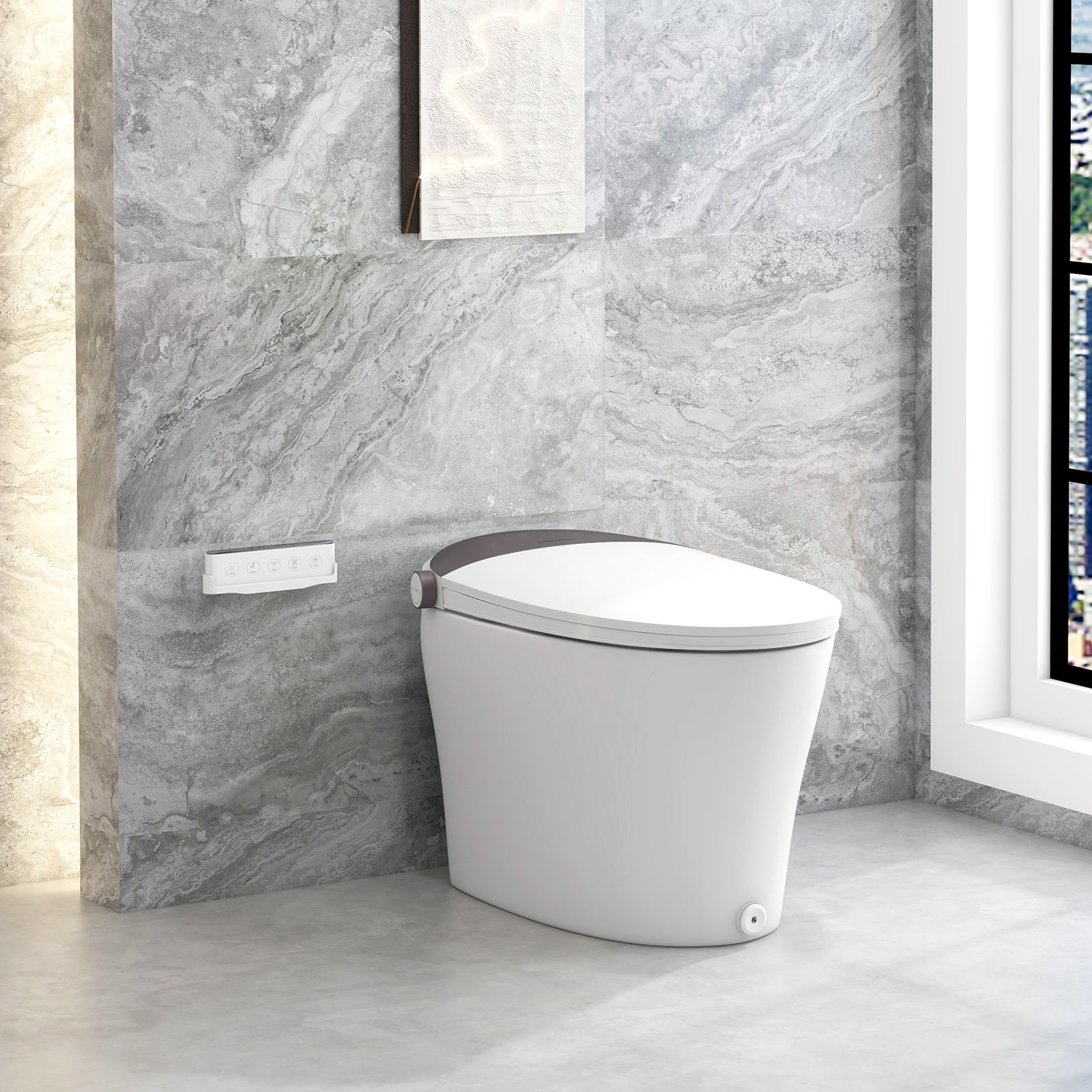 Costway Elongated Smart Toilet Bidet 1.16 GPF Auto Open Lid Heated Seat New - BA8186US-WH