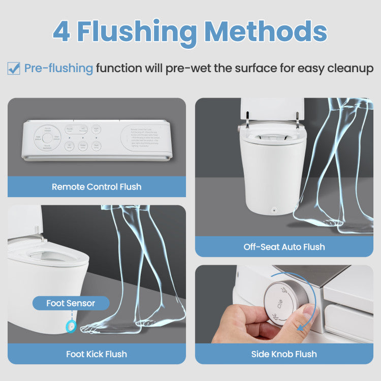 Costway Elongated Smart Toilet Bidet 1.16 GPF Auto Open Lid Heated Seat New - BA8186US-WH