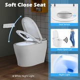 Costway Elongated Smart Toilet Bidet 1.28 GPF Auto Open Lid Heated Seat New - BA8182US-WH