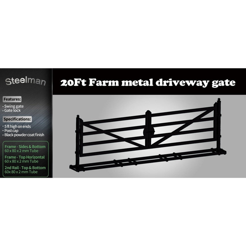 Chery Industrial 20ft Farm Metal Driveway Gate with Diagonal Tubes IF000054