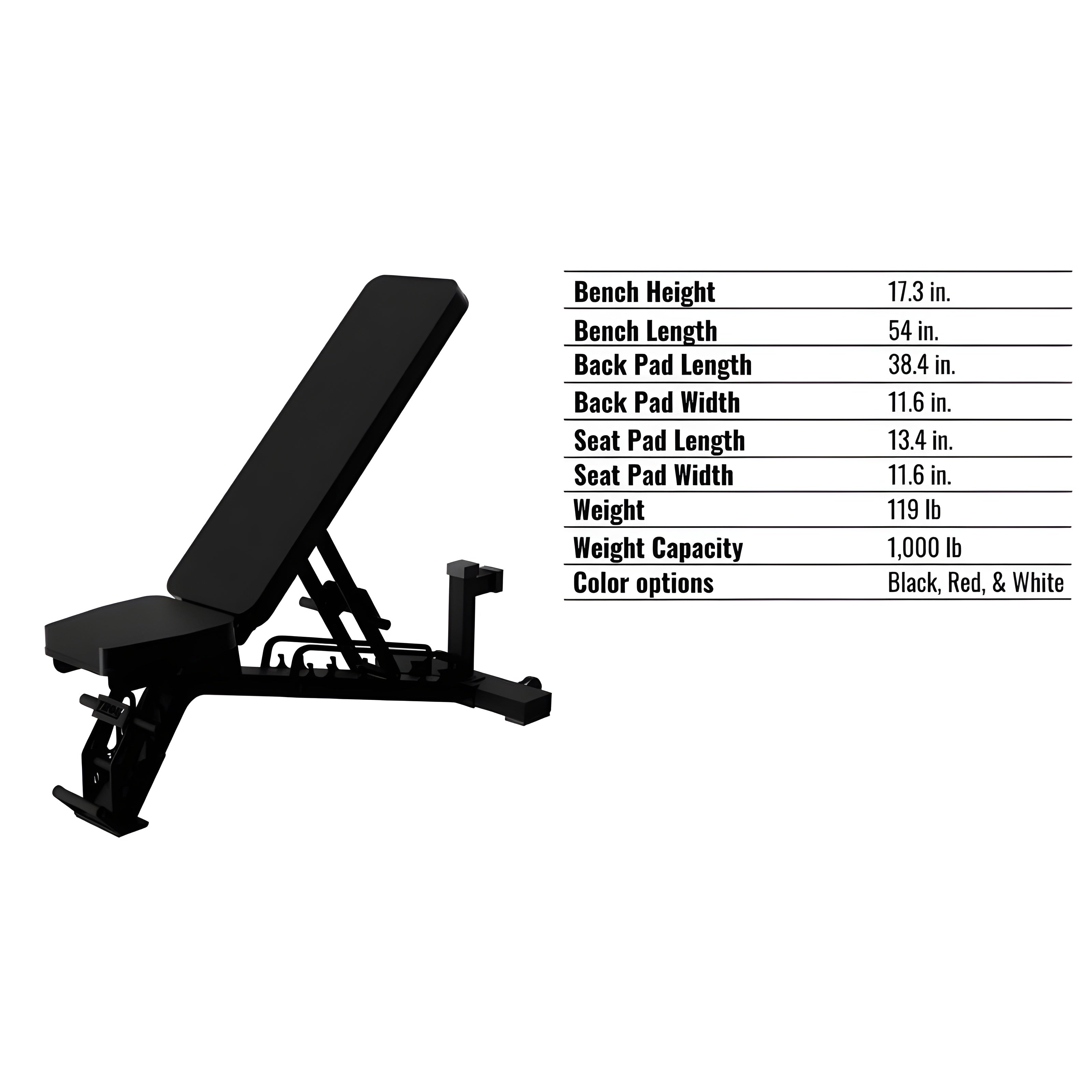 TROY Commercial Adjustable Ladder Bench - G-AB-L-BLK-1