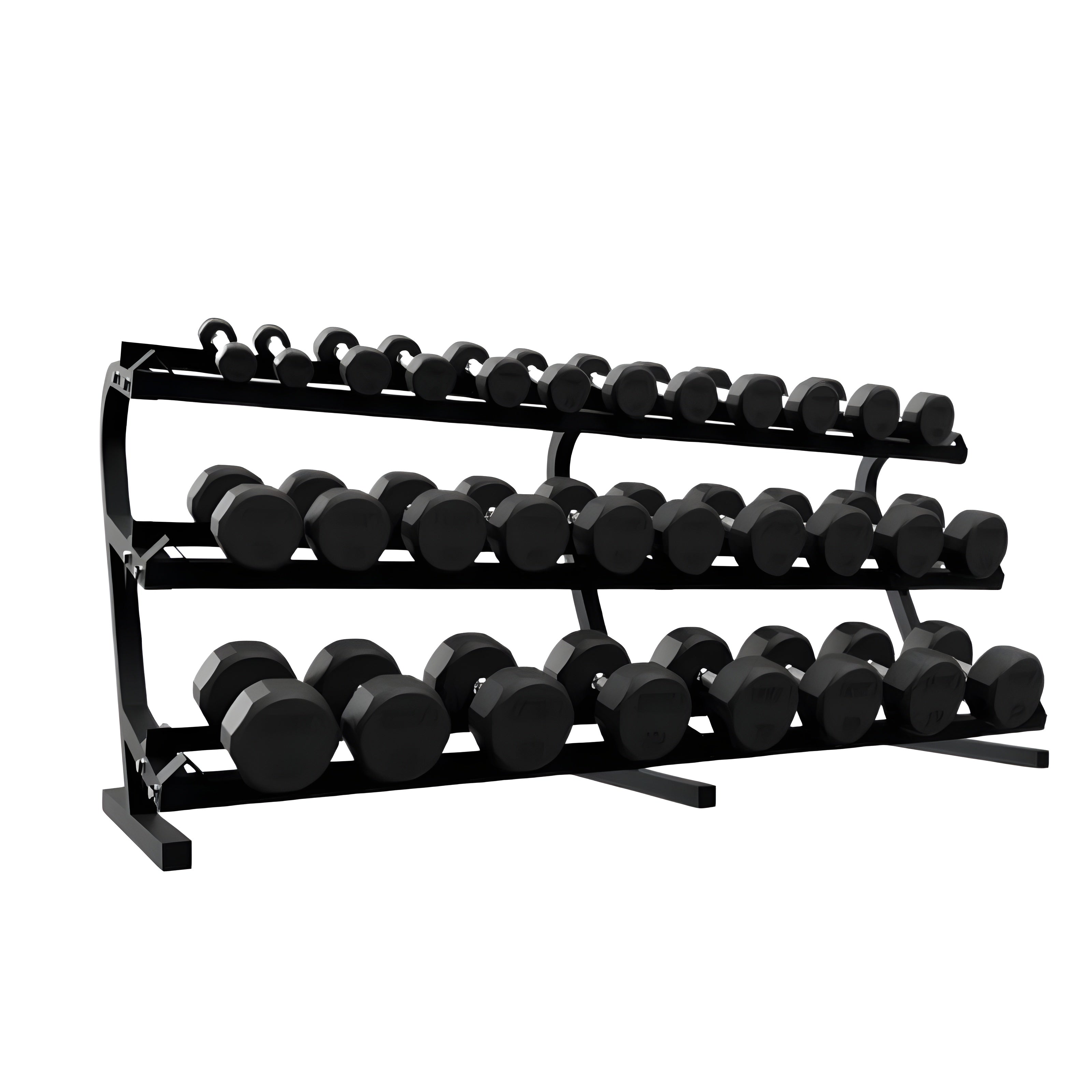 TROY 5-50 lb Rubber Dumbbell Set with Rack -  COMMPAC-TSDR50
