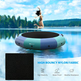 Costway Inflatable Water Trampoline 12' Padded Platform Bouncer with 3-Step Ladder New - TW10012US-BL