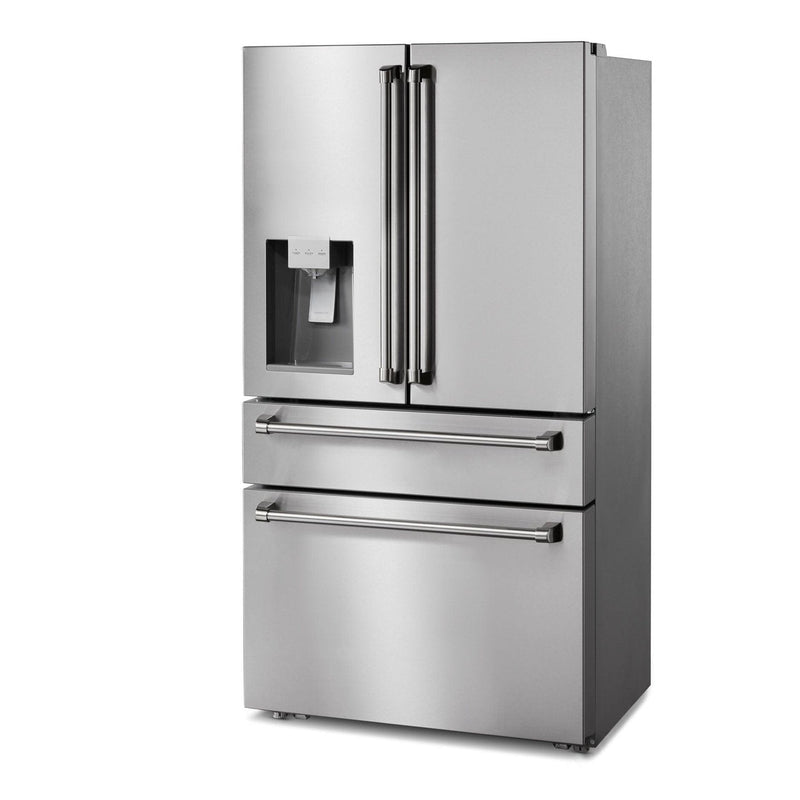 Thor Kitchen Appliance Package - 36 in. Gas Range, Range Hood, Refrigerator with Water and Ice Dispenser, Dishwasher, AP-LRG3601U-10