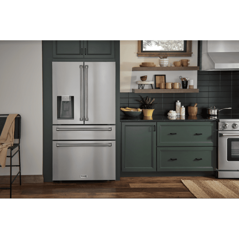 Thor Kitchen Appliance Package - 48 in. Gas Range, Dishwasher, Refrigerator with Water and Ice Dispenser, Microwave Drawer, AP-LRG4807U-12