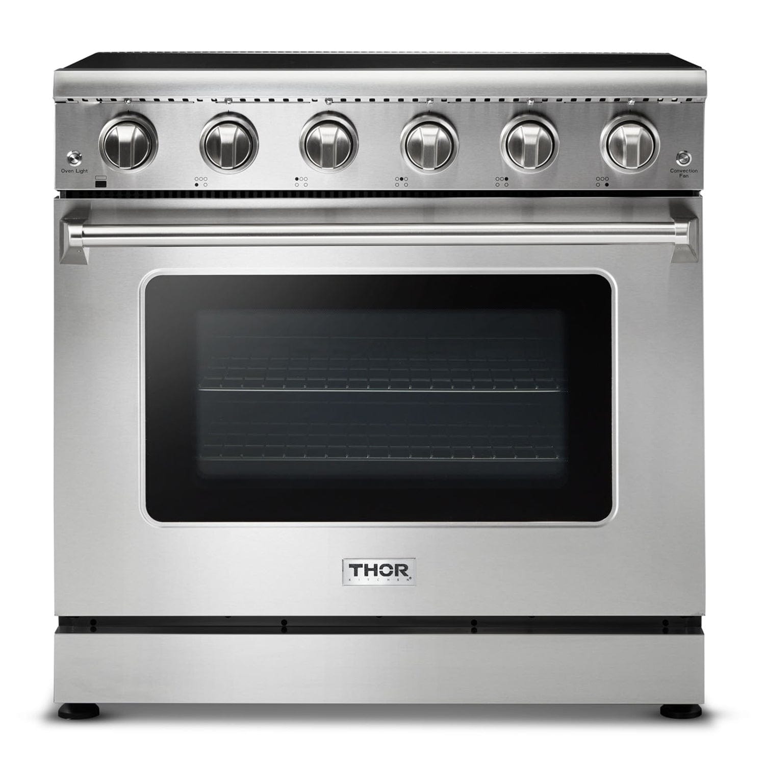 Thor Kitchen Appliance Package - 36 in. Electric Range, Range Hood, Refrigerator, Dishwasher, AP-HRE3601-3