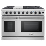 Thor Kitchen Appliance Package - 48 in. Gas Range, Range Hood, Refrigerator with Water and Ice Dispenser, Dishwasher, Wine Cooler, Microwave, AP-LRG4807U-W-10