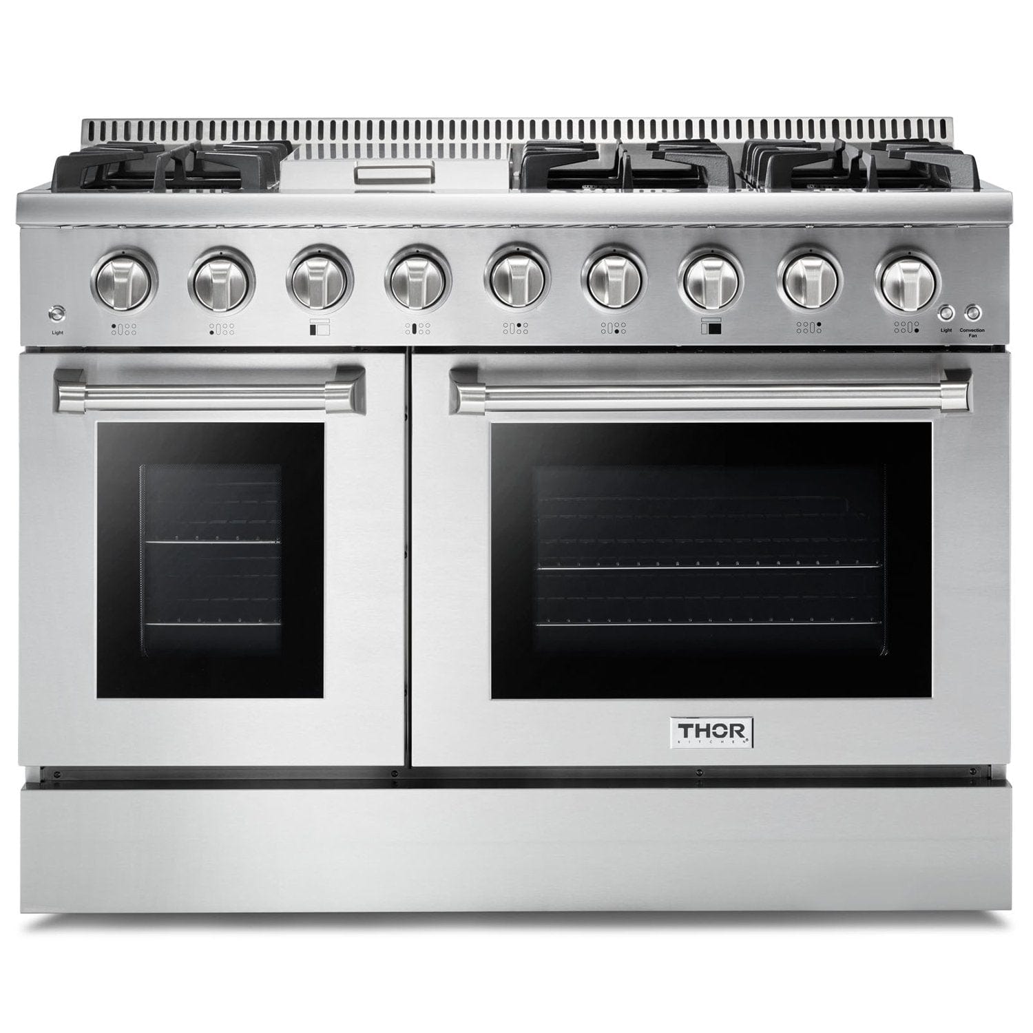 Thor Kitchen Appliance Package - 48 in. Gas Range, Range Hood, Refrigerator, Dishwasher, Microwave Drawer, Wine Cooler, AP-HRG4808U-W-6