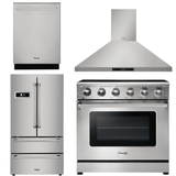 Thor Kitchen Appliance Package - 36 in. Electric Range, Range Hood, Refrigerator, Dishwasher, AP-HRE3601-3