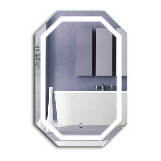 Krugg Tudor 20"x 30" LED Bathroom Mirror w/ Dimmer & Defogger |  Octagon Lighted Vanity Mirror TUDOR2030 - Backyard Provider