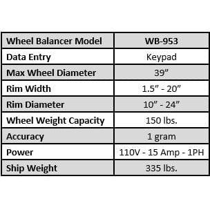 Tuxedo Wheel Balancer - Hood Assembly Included - WB-953