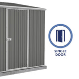 Absco | 7.5x5x7 ft Single Door Space Saver Metal Garden Shed Woodland Gray - AB1108