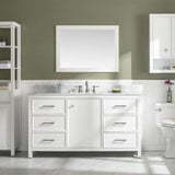 Legion Furniture WLF2160S-W 60 Inch White Finish Single Sink Vanity Cabinet with Carrara White Top - Backyard Provider
