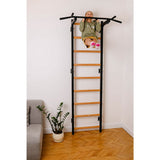 BenchK Swedish Ladder w/ Pull Up Bar - Black