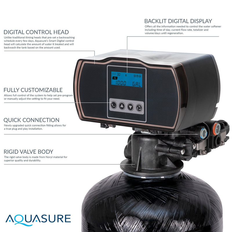 Aquasure Fortitude Pro Series Whole House Water Treatment System - 600,000 Gallon Harmony Series | 48,000 Grains Water Softener w/ Fine Mesh Resin
