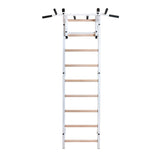 BenchK Swedish Ladder w/ Pull Up Bar & Rack - White