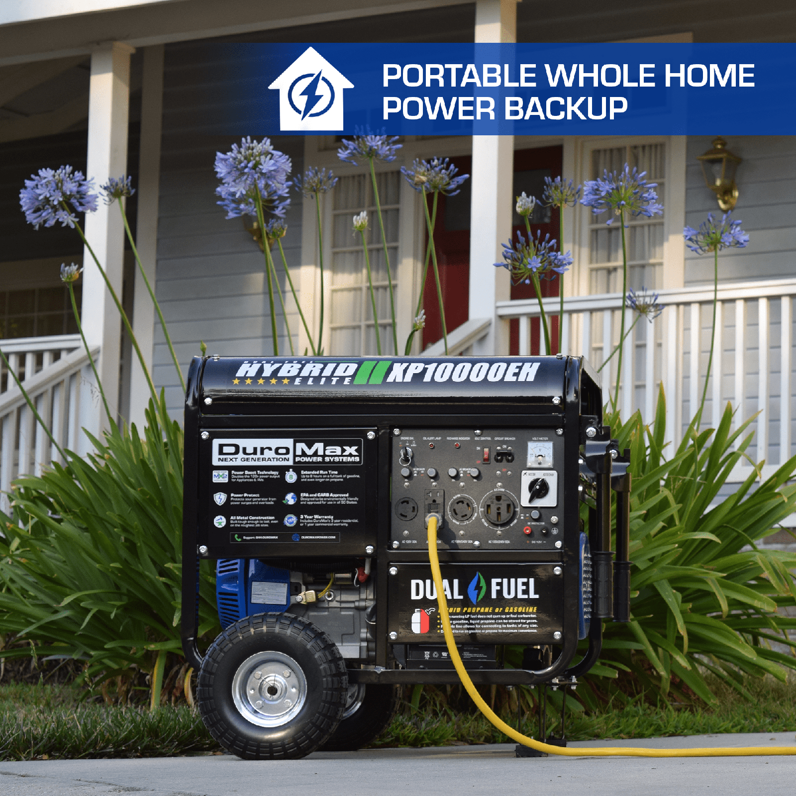 DuroMax 10,000 Watt Portable Dual Fuel Gas Propane Generator - XP10000EH