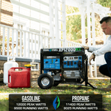 DuroMax 12,000 Watt Portable Dual Fuel Gas Propane CO Alert Generator - XP12000HX