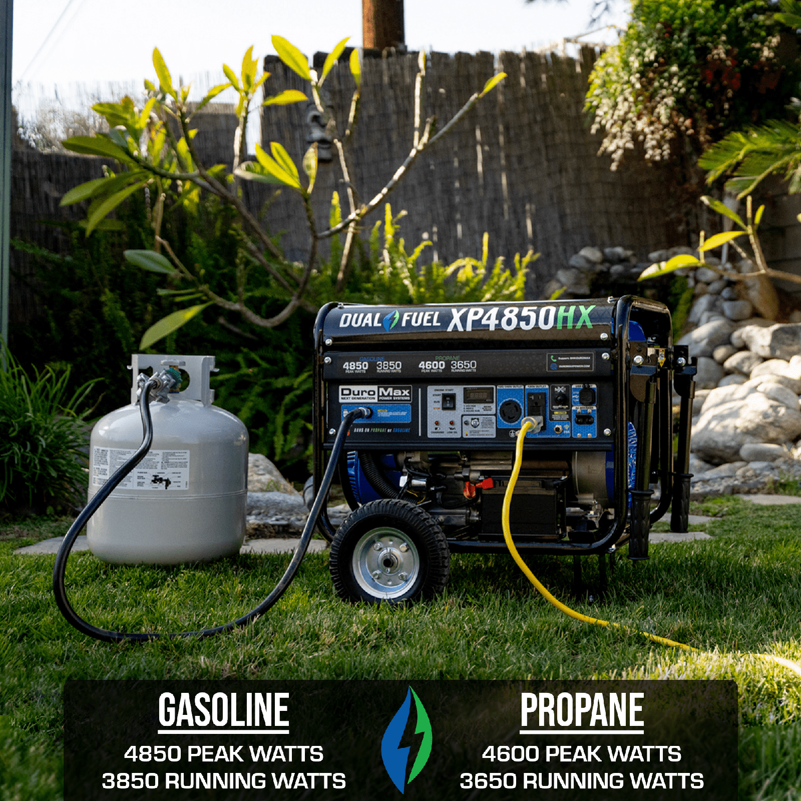 DuroMax 4,850 Watt Portable Dual Fuel Gas Propane CO Alert Generator - XP4850HX