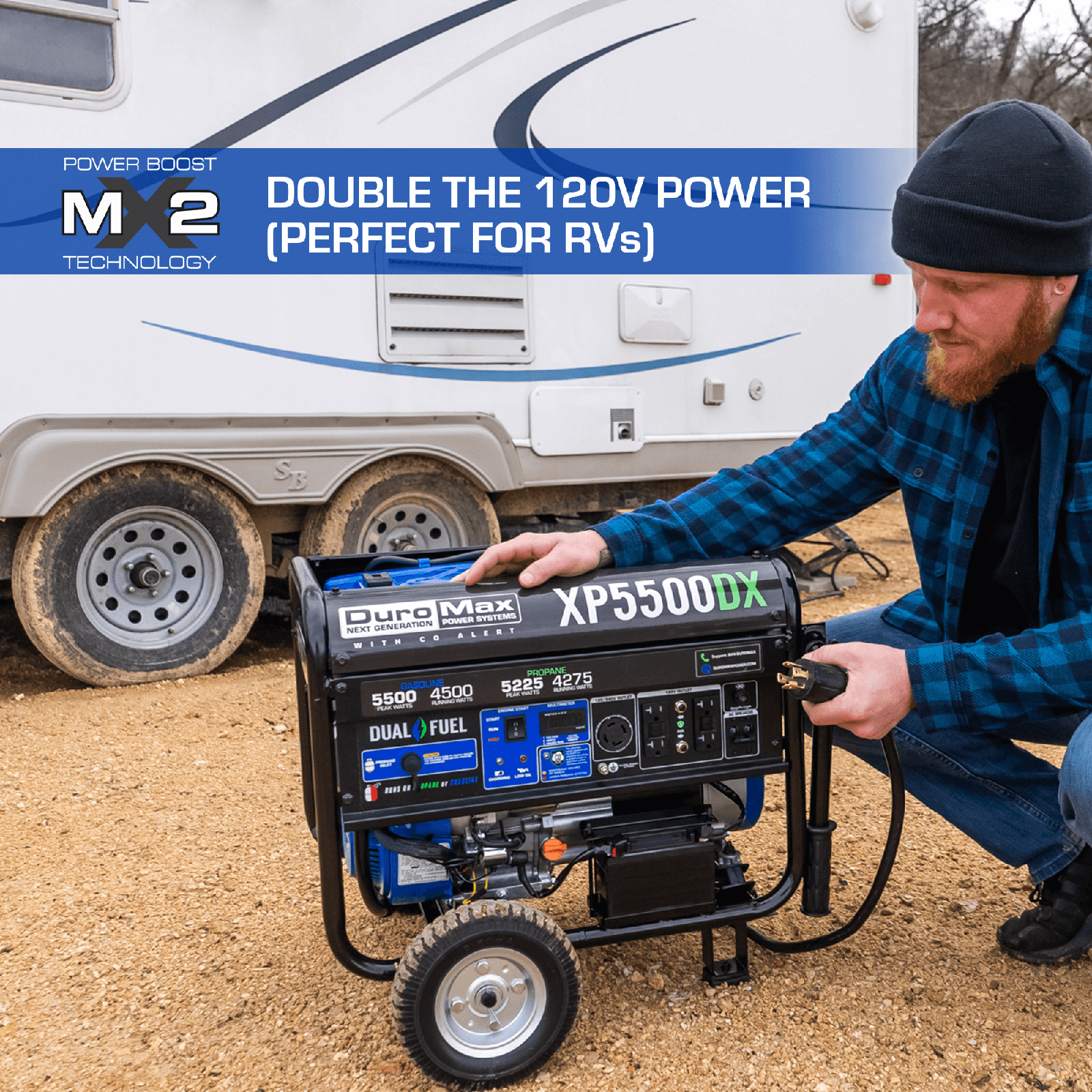 DuroMax 5,500 Watt Dual Fuel Gas Propane Portable Generator w/ CO Alert - XP5500DX