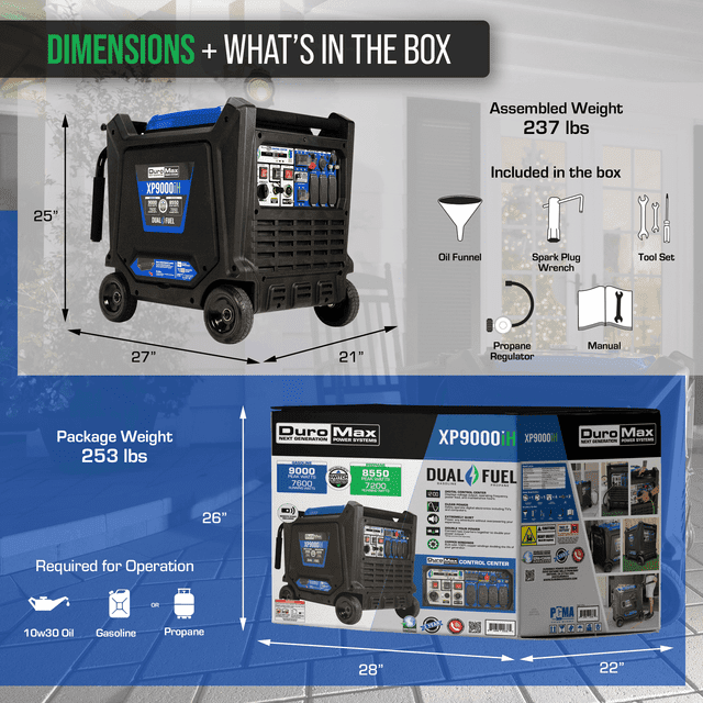 DuroMax 9,000 Watt Portable Dual Fuel Inverter Generator w/ CO Alert - XP9000iH