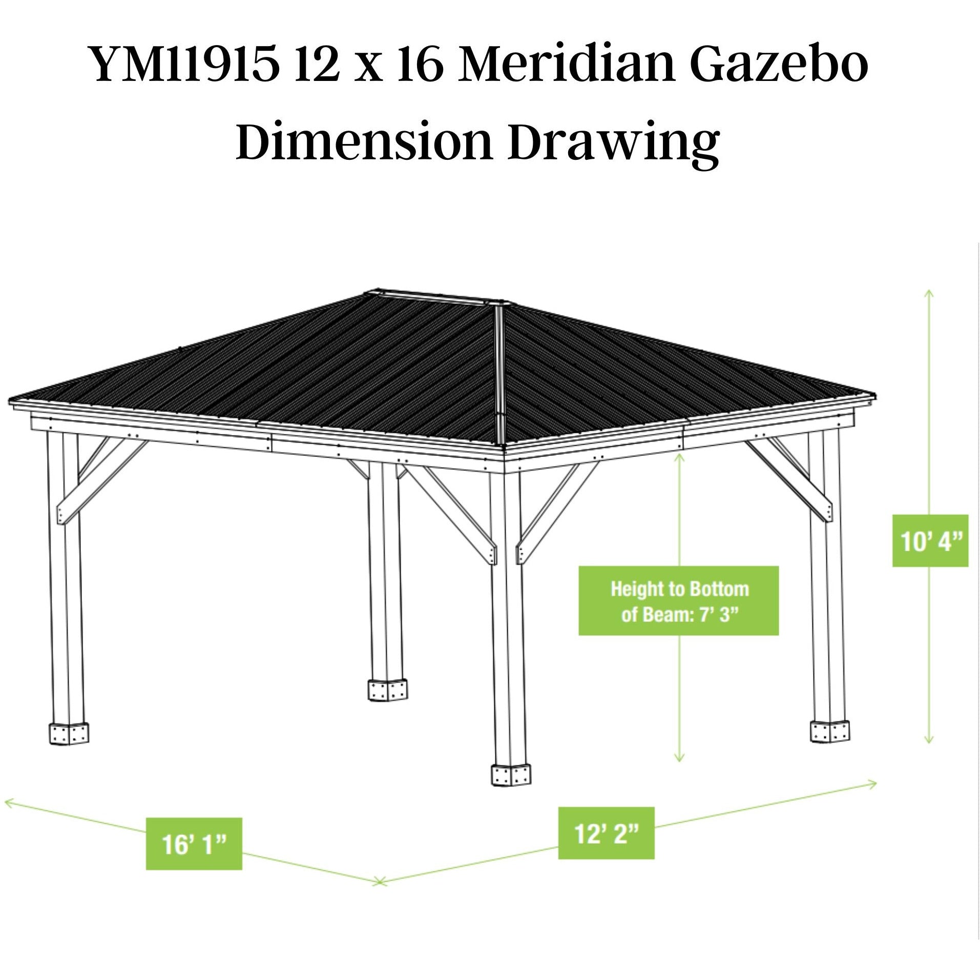 Yardistry 12 x 16 Meridian Gazebo YM11915COM