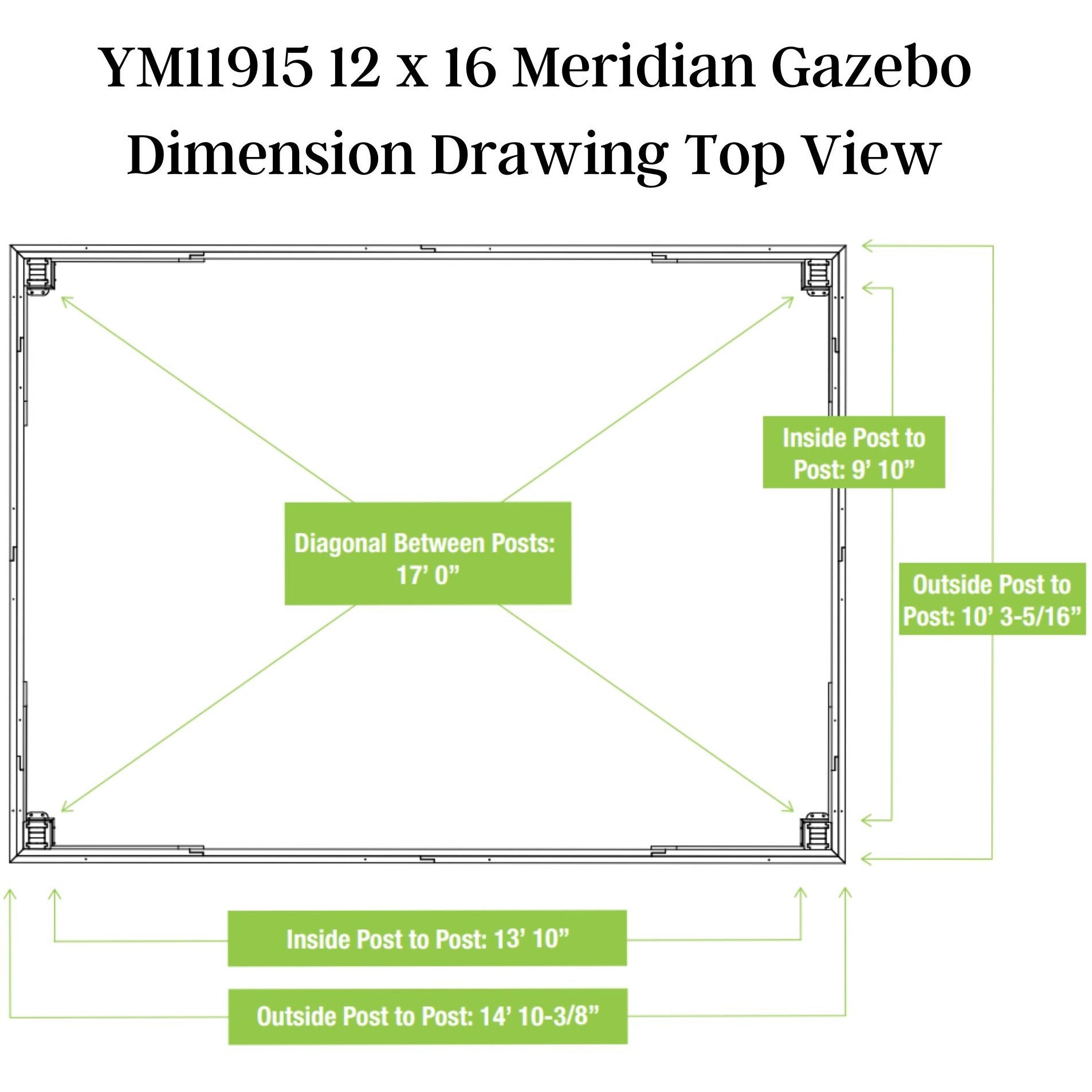 Yardistry 12 x 16 Meridian Gazebo YM11915COM