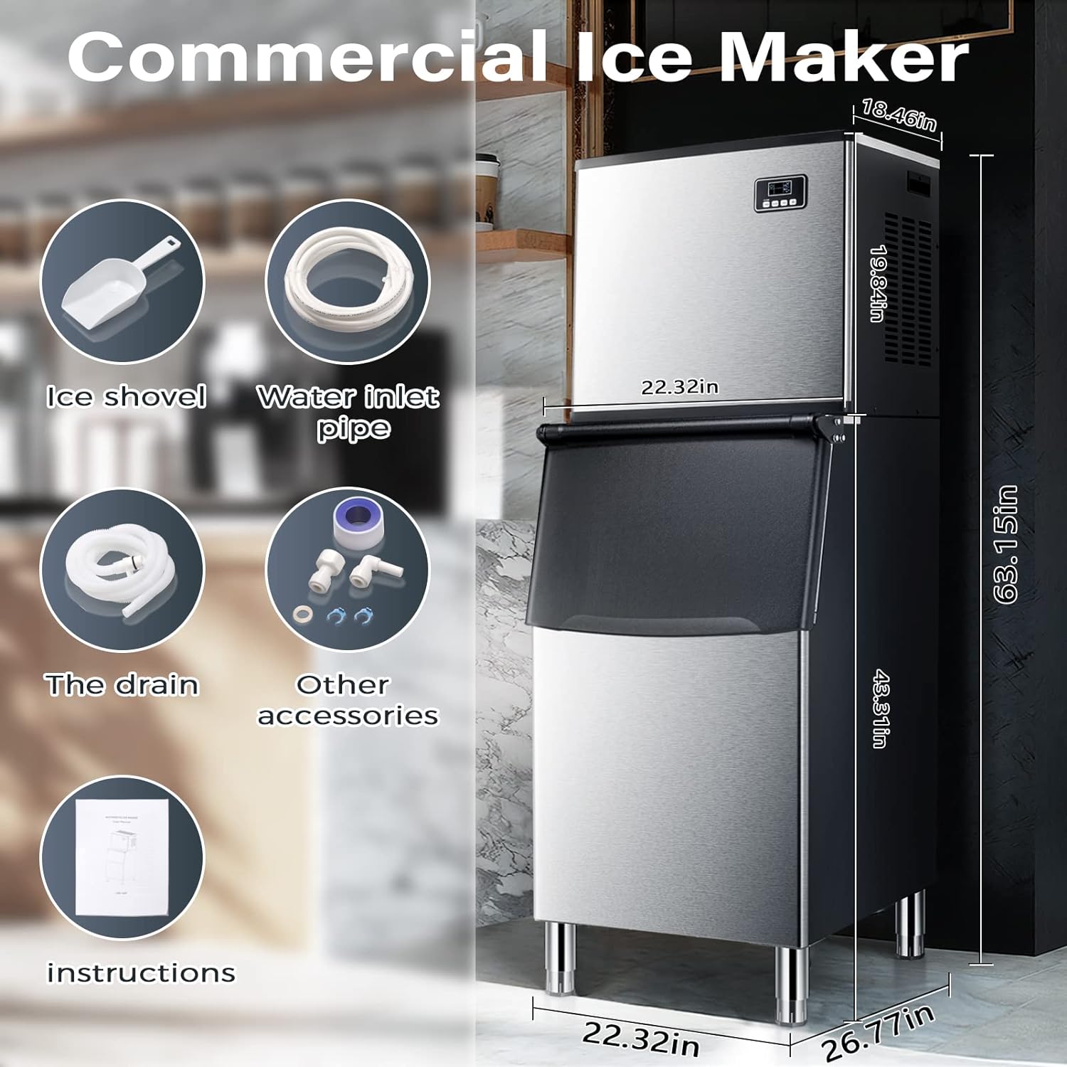Antarctic Star Commercial Ice Maker Machine Freezer Large Storage - Z58160