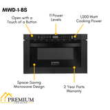 ZLINE 5-Piece Appliance Package - 48 In. Gas Range, Range Hood, Refrigerator, Microwave and Dishwasher in Black Stainless Steel, 5KPR-RGBRH48-MWDWV