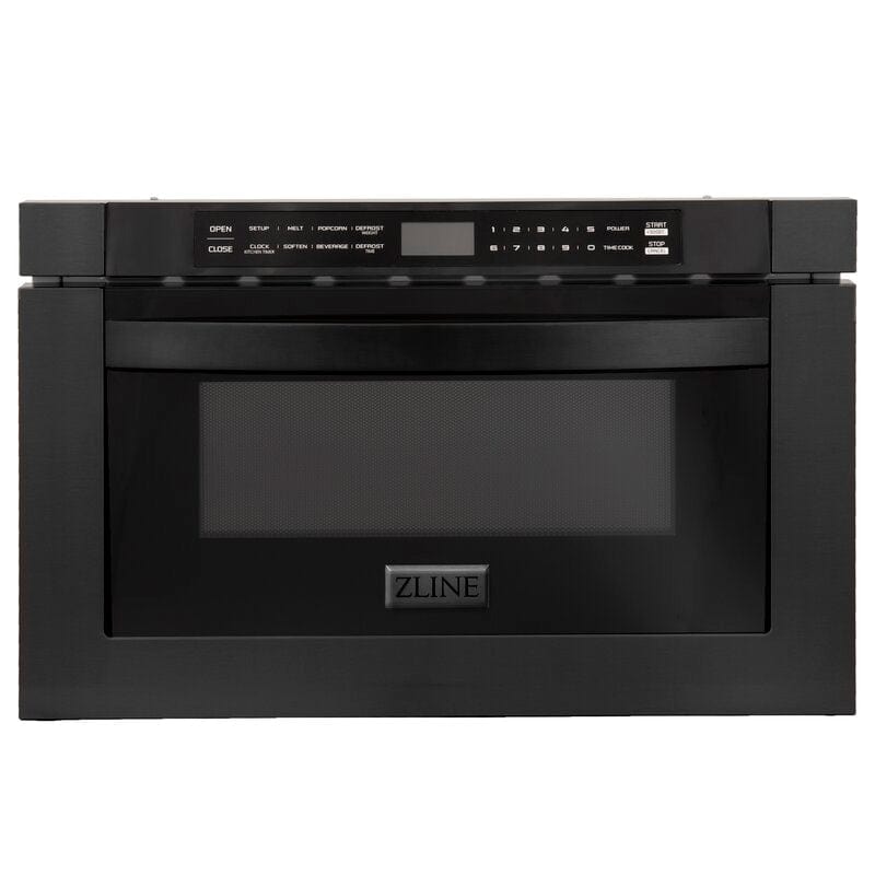 ZLINE Appliance Package - 36 in. Gas Range, Range Hood, Microwave Drawer, Dishwasher - Black Stainless Steel, 4KP-RGBRBRH36-MWDW