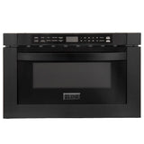 ZLINE Appliance Package - 36 in. Gas Range, Range Hood, Microwave Drawer, Dishwasher - Black Stainless Steel, 4KP-RGBRBRH36-MWDW