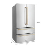 ZLINE 36 In. Autograph 22.5 cu. ft. Refrigerator with Ice Maker in Fingerprint Resistant Stainless Steel and Gold Accents, RFMZ-36-G