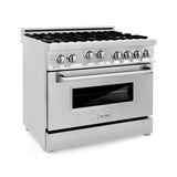 ZLINE 36 Inch Professional Gas Burner and Gas Oven Range in Stainless Steel, RG36