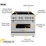 ZLINE Appliance Package - 36 in. Dual Fuel Range, Range Hood, Microwave Drawer, 3 Rack Dishwasher, 4KP-RARH36-MWDWV