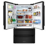 ZLINE 36 inch 22.5 cu. ft. French Door Refrigerator with Ice Maker in Black Stainless Steel, RFM-36-BS