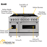 ZLINE Appliance Package - 48 in. Dual Fuel Range, Range Hood, Microwave Drawer, 3KP-RARH48-MW