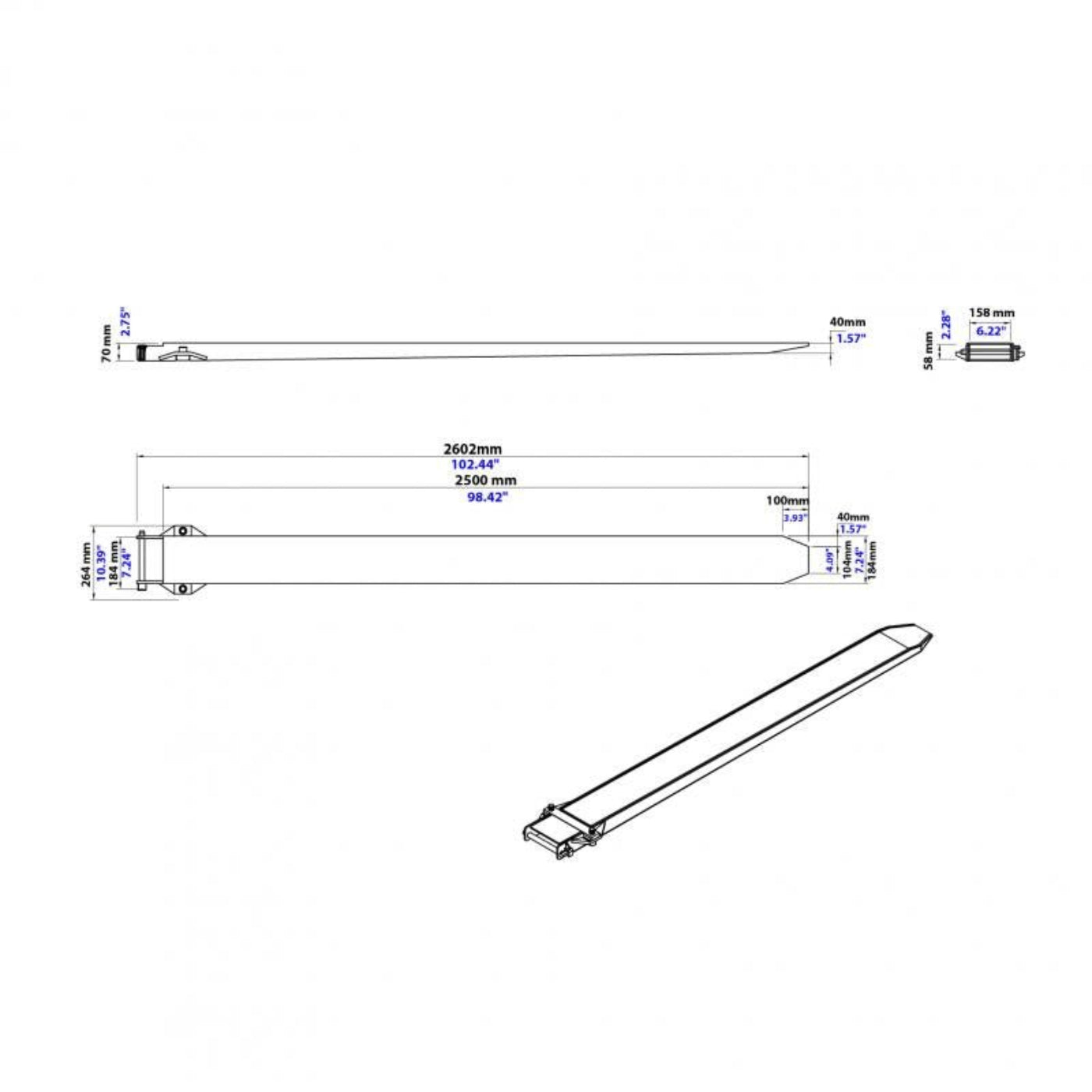 Aardwolf Fork Extensions - Heavy Duty - AFE2500