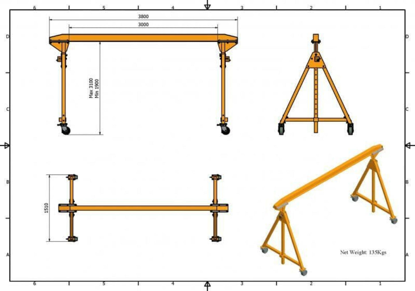 Aardwolf Portable Gantry Crane - AGC-1000