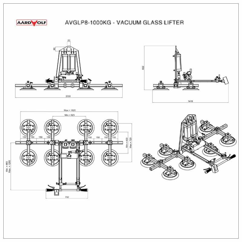 Aardwolf Vacuum Glass Lifter 800kg - AVGLP8