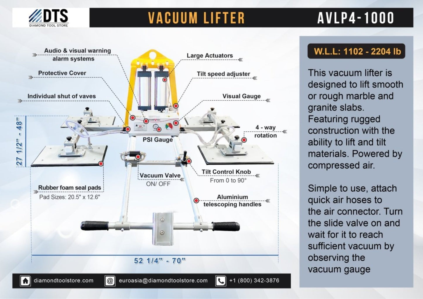 Aardwolf Vacuum Lifter AVLP4-1000kg - AVLP4