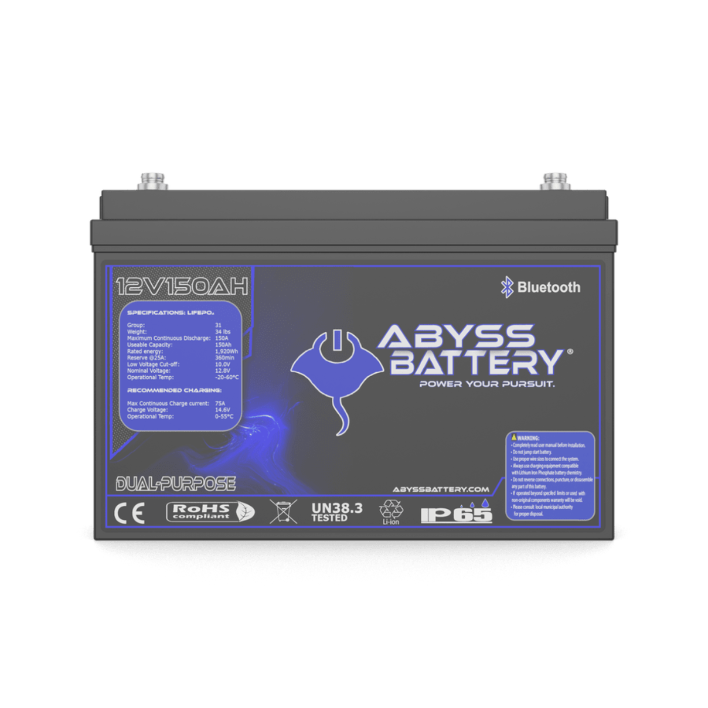 Abyss Battery 12v 150ah Dual Purpose Lithium Marine Battery - AB-12V150-BT