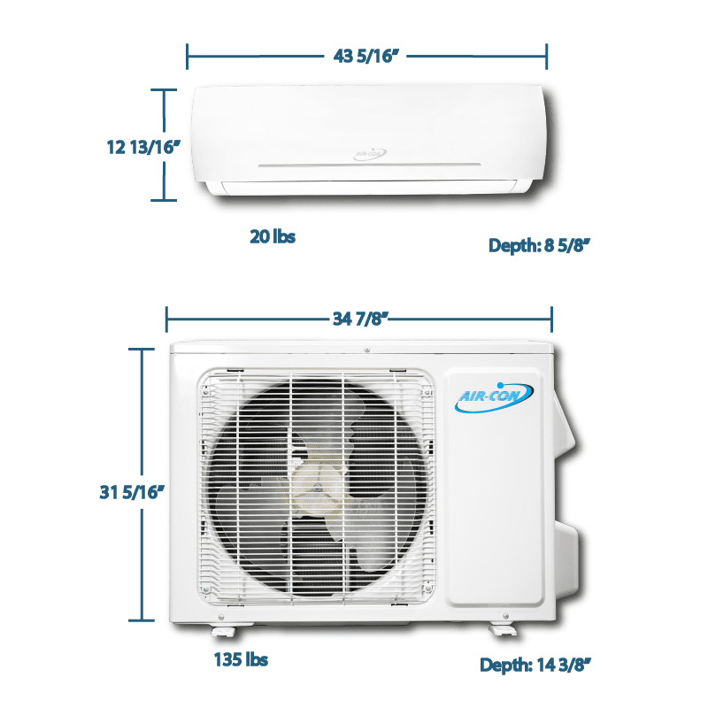 Air-Con Blue Series 3 24000 BTU 21 SEER Ductless Air Conditioner 15ft Lineset &amp; Wiring - ABXCI/EM4H4S24