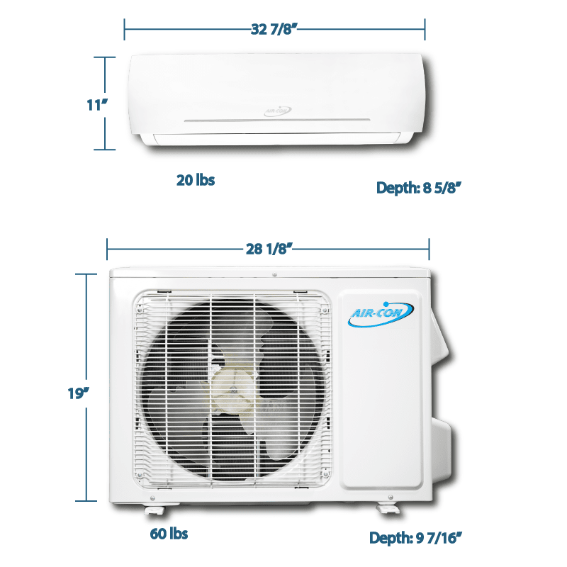 Air-Con Blue Series 3 9000 BTU 22 SEER Mini Split Air Conditioner 15ft Lineset & Wiring - ABXCI/EM4H4S09