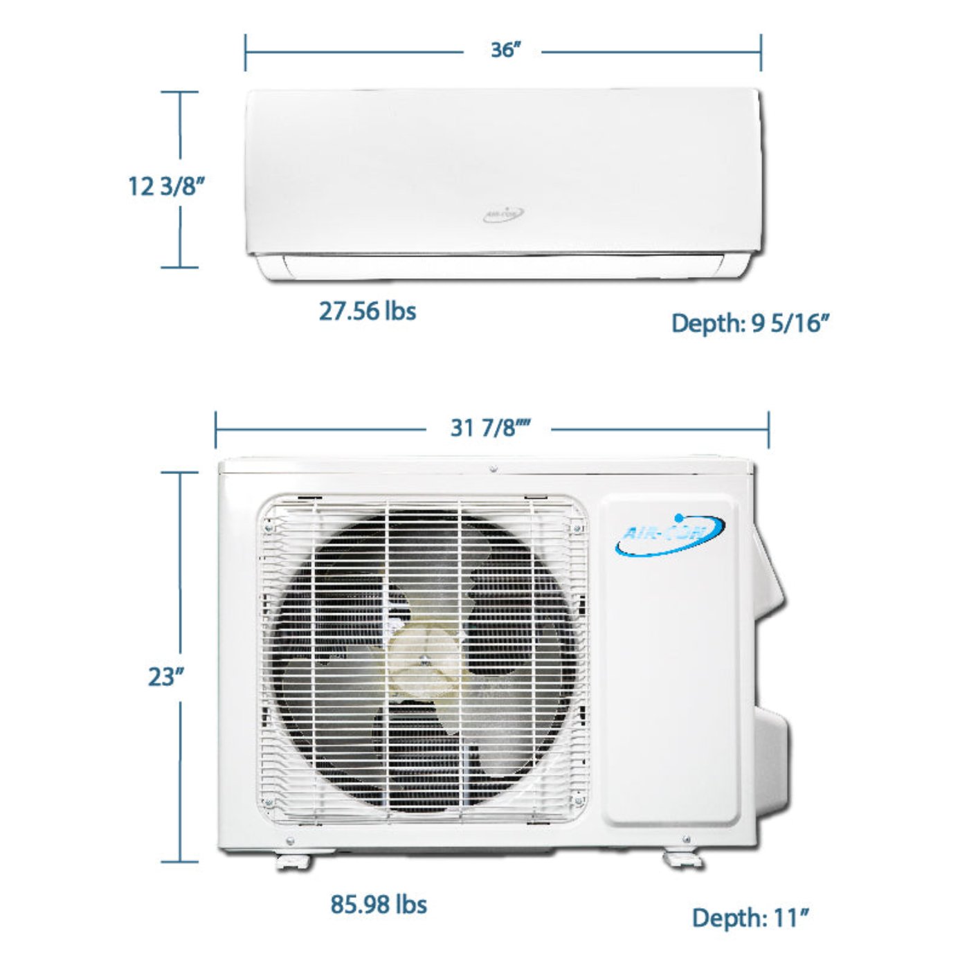 Air-Con Serene Series 18000 BTU 18 SEER Mini Split Air Conditioner 15ft Lineset & Wiring - ASRCI/EM4H4S18