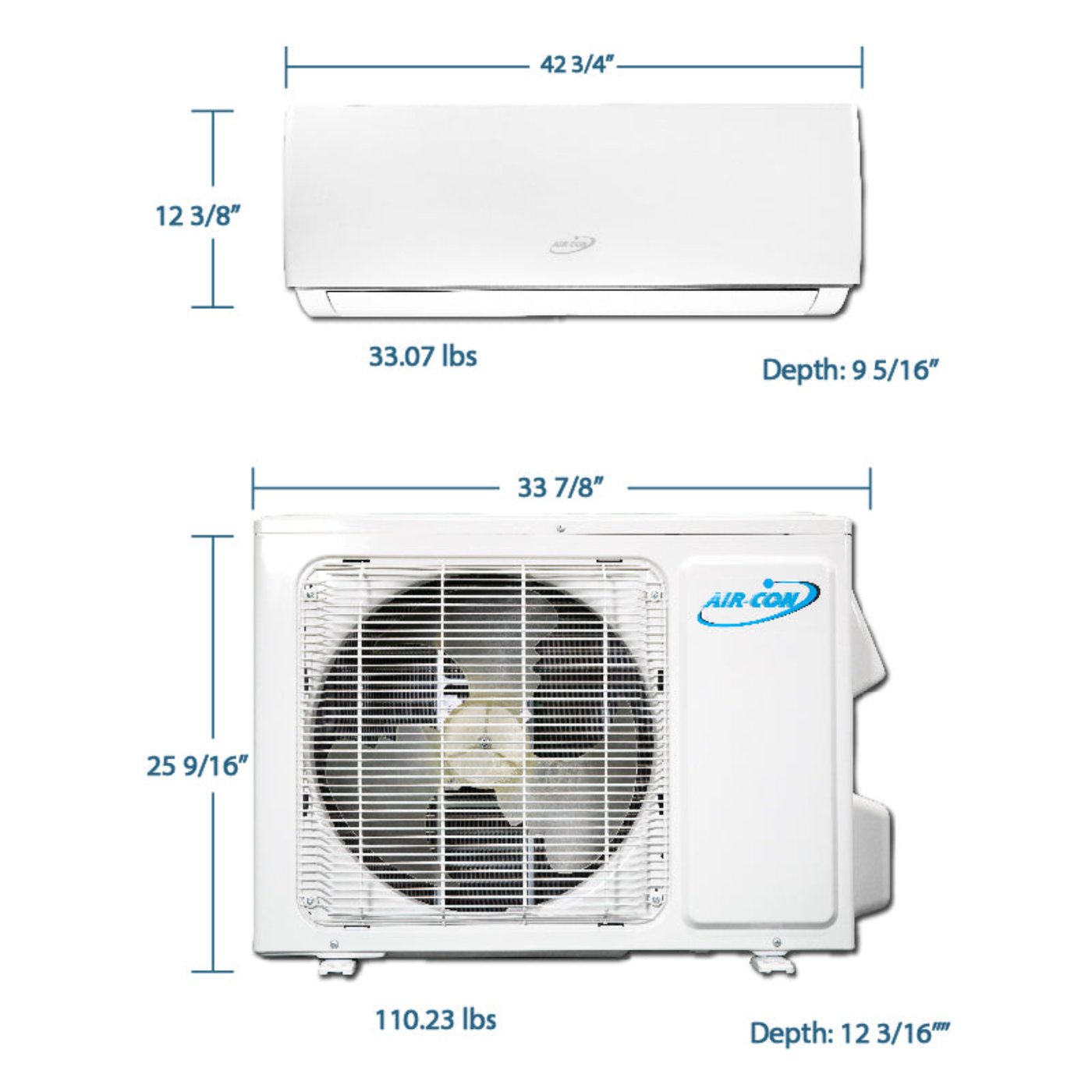 Air-Con Serene Series 24000 BTU 18 SEER Mini Split Air Conditioner 15ft Lineset & Wiring - ASRCI/EM4H4S24