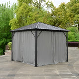 Aleko Aluminum and Steel Hardtop Gazebo with Mosquito Net and Curtain 10 x 10 Feet Black - GZMC10X10-AP