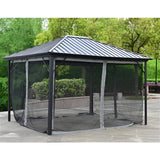 Aleko Aluminum and Steel Hardtop Gazebo with Mosquito Net and Curtain 12 x 10 Feet Black - GZMC10X12-AP