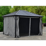 Aleko Aluminum and Steel Hardtop Gazebo with Mosquito Net and Curtain 12 x 10 Feet Black - GZMC10X12-AP